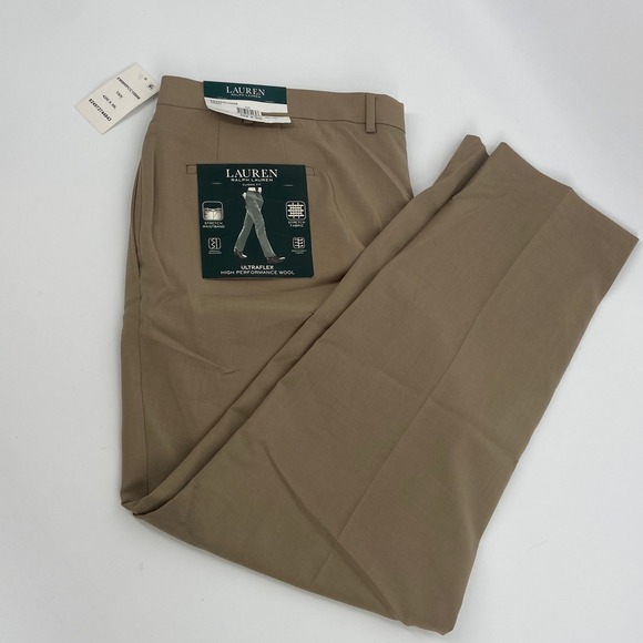 Ralph Lauren Men's Brown Wool Blend Dress Pants Size 42x30 High Performance Wool